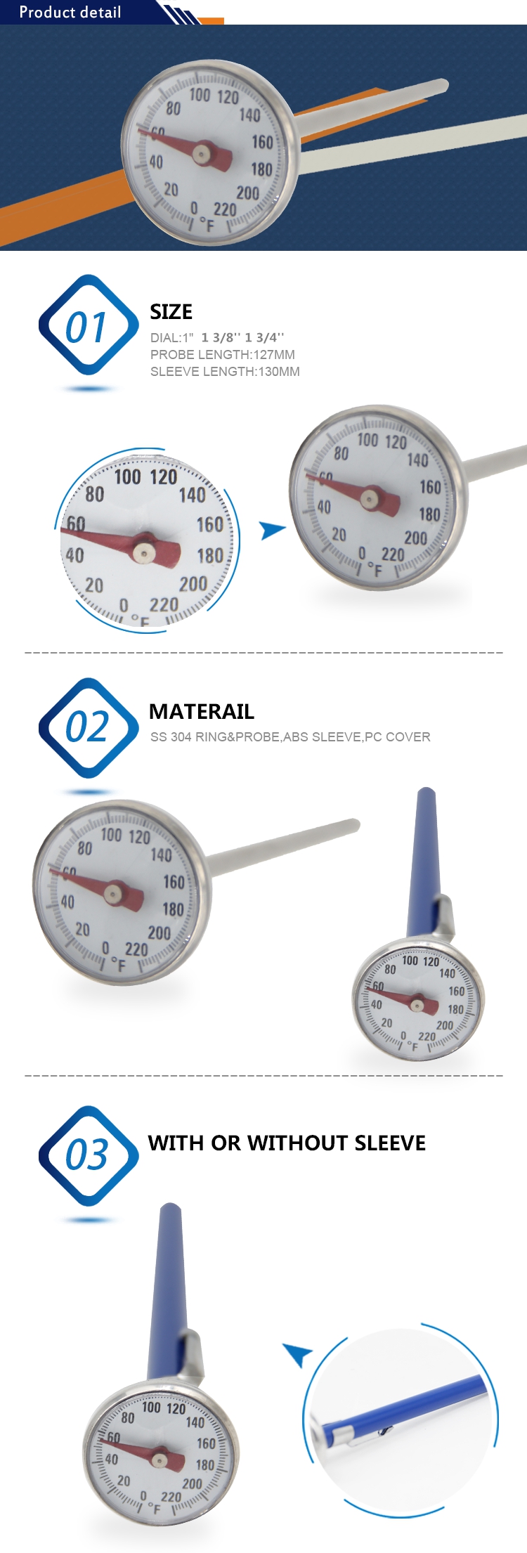 Wireless Remote Dial Kitchen Probe Cooking Food Meat Thermometer With